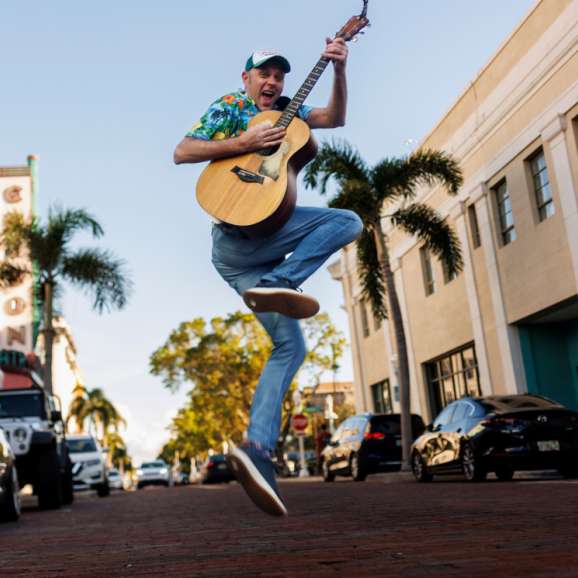A talented BMI performer hops for the camera