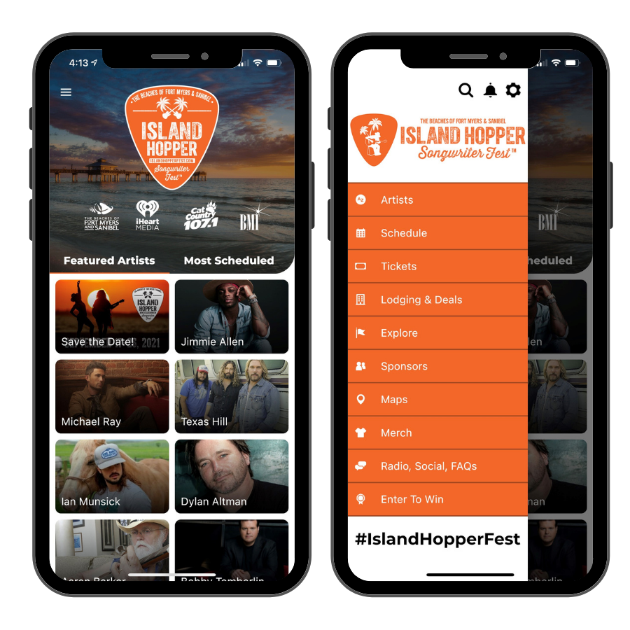 2021 Island Hopper Songwriter Fest mobile app for iOS and Android