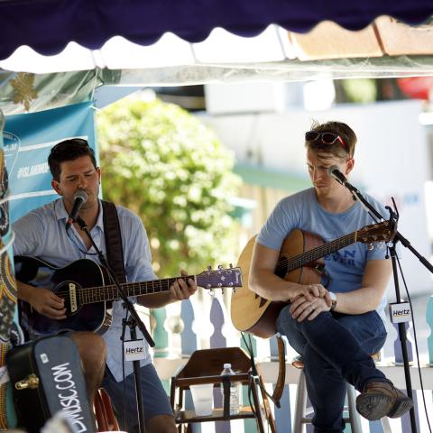 Two songwriters perform at an intimate venue on Captiva Island